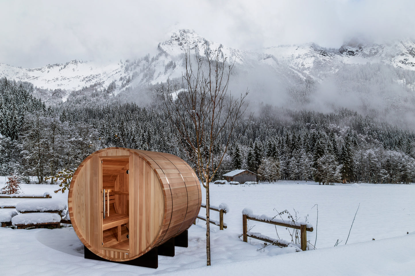 Golden Designs Arosa 4-Person Barrel Traditional Sauna – Pacific Cedar