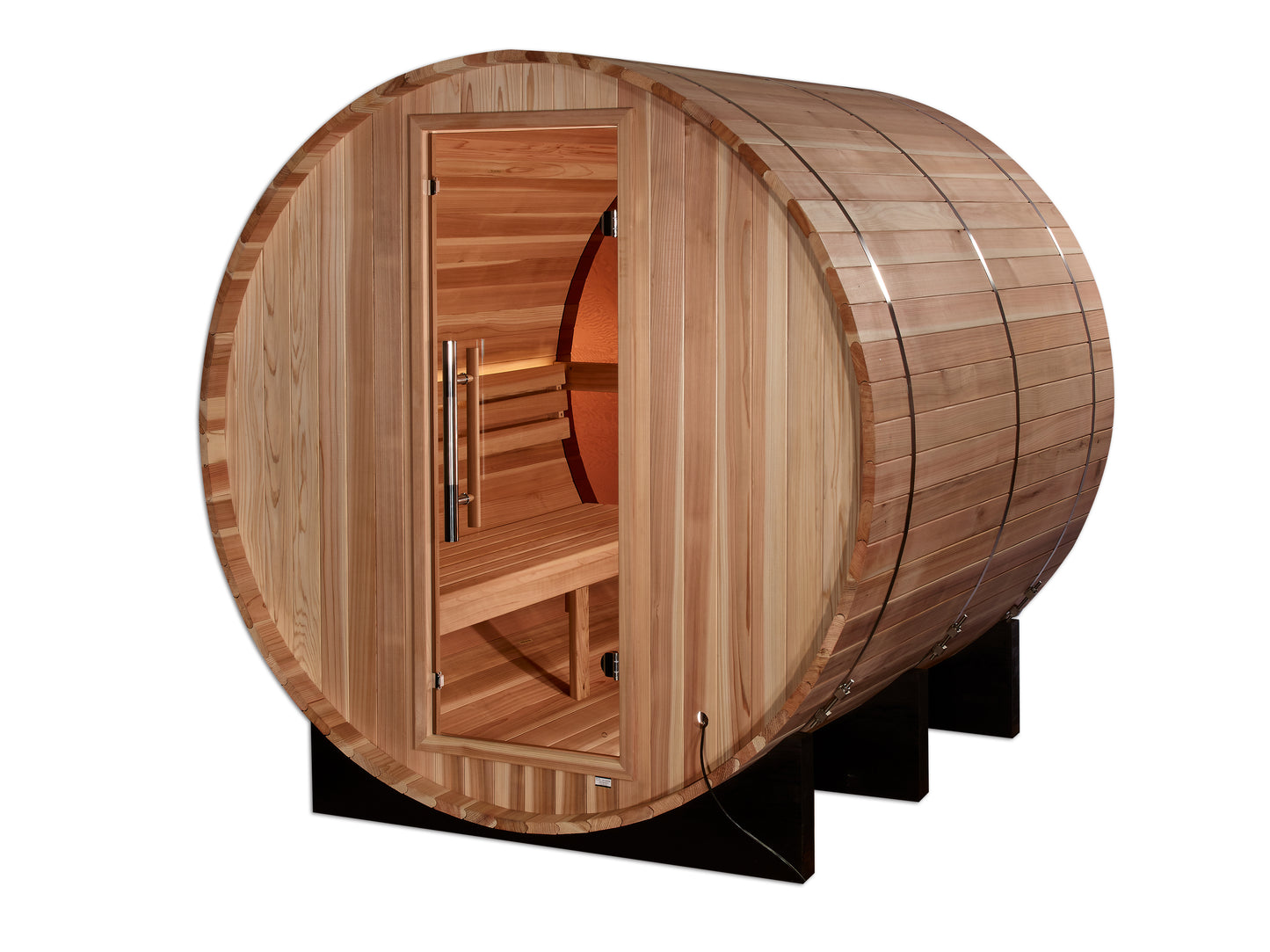 Golden Designs Zurich 4 Person Barrel with Bronze Privacy View – Traditional Sauna – Pacific Cedar