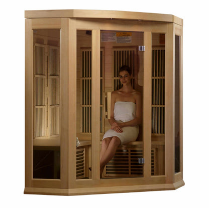 Maxxus 3-Person Corner Low EMF FAR Infrared Sauna (Canadian Hemlock) Sauna Golden Designs 