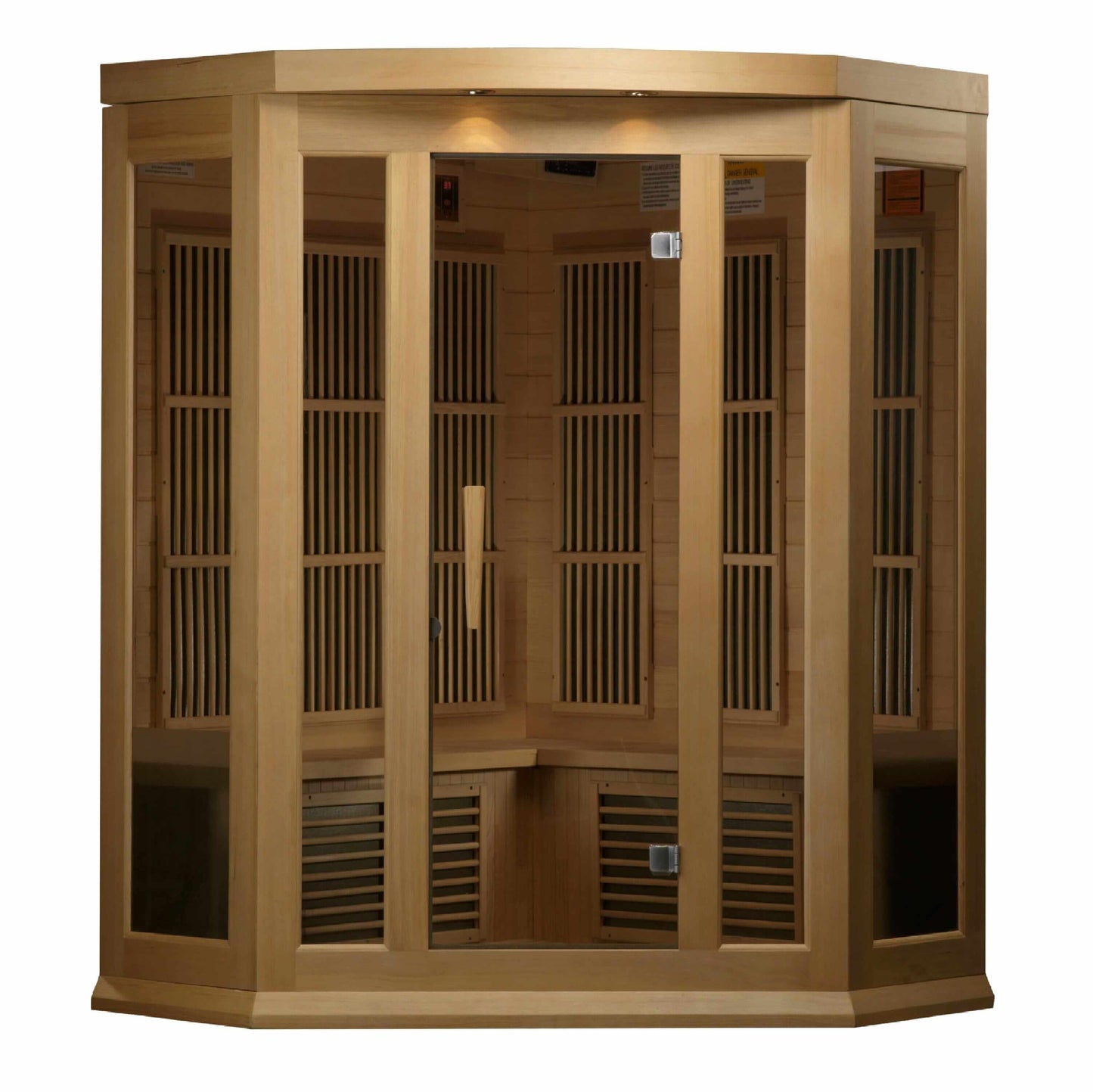 Maxxus 3-Person Corner Low EMF FAR Infrared Sauna (Canadian Hemlock) Sauna Golden Designs 