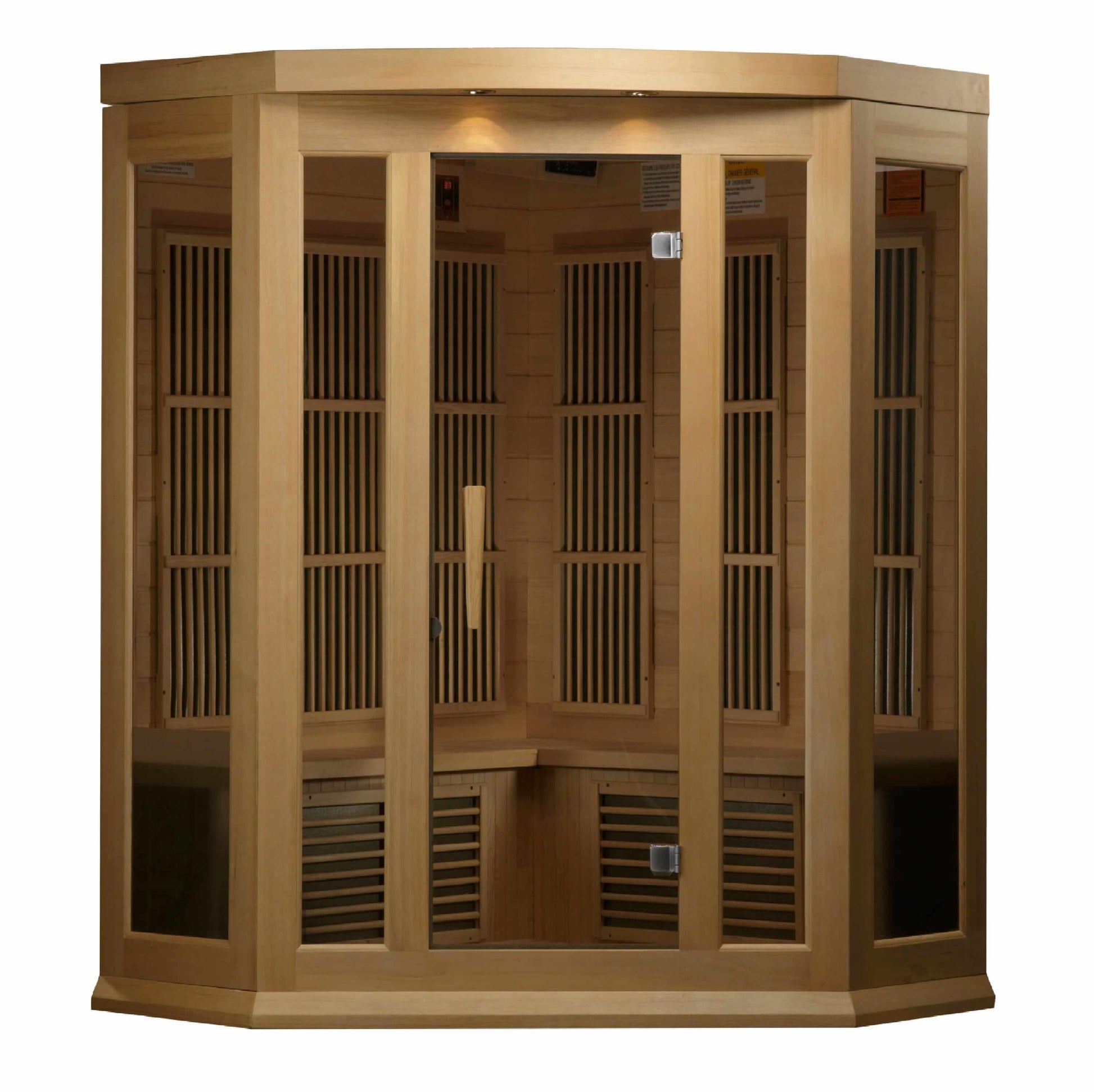 Maxxus 3-Person Corner Low EMF FAR Infrared Sauna (Canadian Hemlock) Sauna Golden Designs 