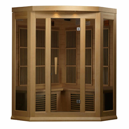 Maxxus 3-Person Corner Low EMF FAR Infrared Sauna (Canadian Hemlock) Sauna Golden Designs 