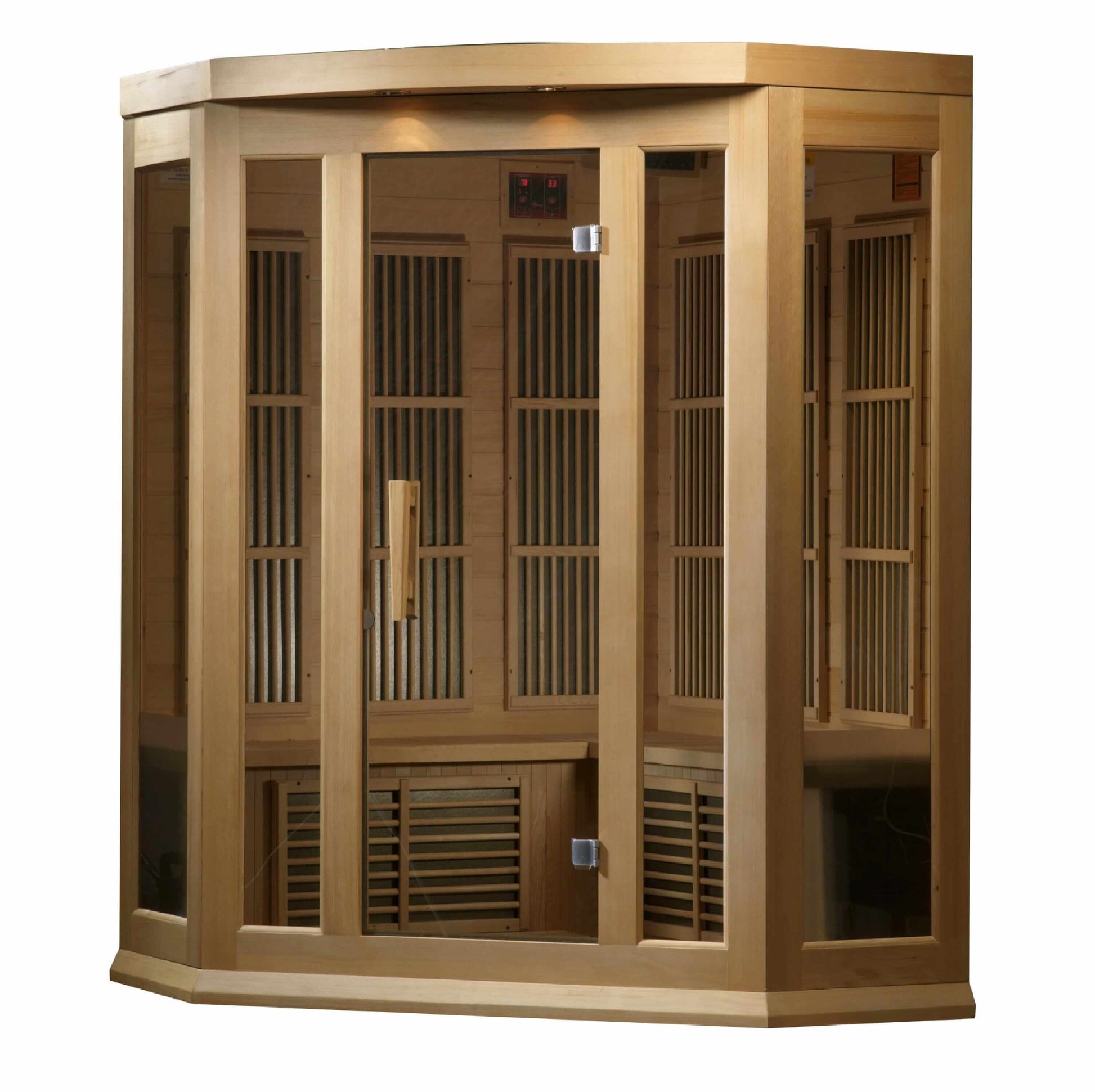 Maxxus 3-Person Corner Low EMF FAR Infrared Sauna (Canadian Hemlock) Sauna Golden Designs 