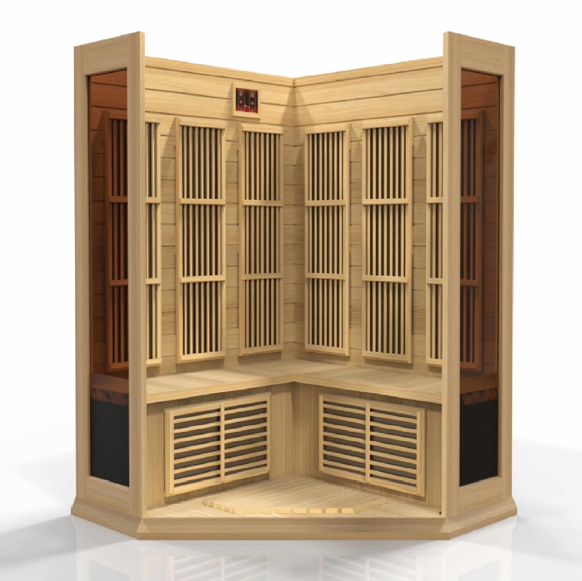 Maxxus 3-Person Corner Low EMF FAR Infrared Sauna (Canadian Hemlock) Sauna Golden Designs 