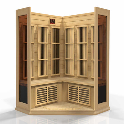 Maxxus 3-Person Corner Low EMF FAR Infrared Sauna (Canadian Hemlock) Sauna Golden Designs 