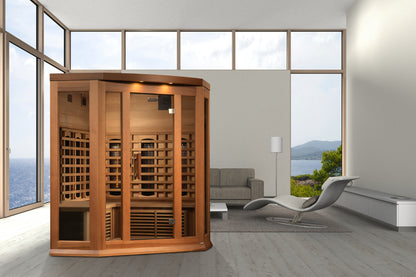 Maxxus Avignon 3 Person Corner Full Spectrum Infrared Sauna – Canadian Red Cedar