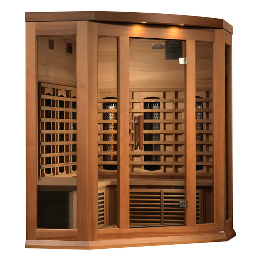 Maxxus Avignon 3 Person Corner Full Spectrum Infrared Sauna – Canadian Red Cedar