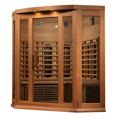 Maxxus Avignon 3 Person Corner Full Spectrum Infrared Sauna – Canadian Red Cedar
