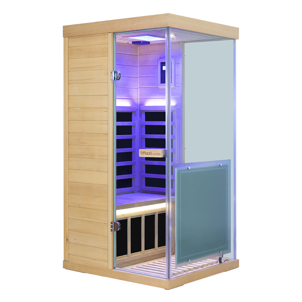 WizziSaunas 909 MHX-R 1-Person Full Spectrum Infrared Sauna (Hemlock)