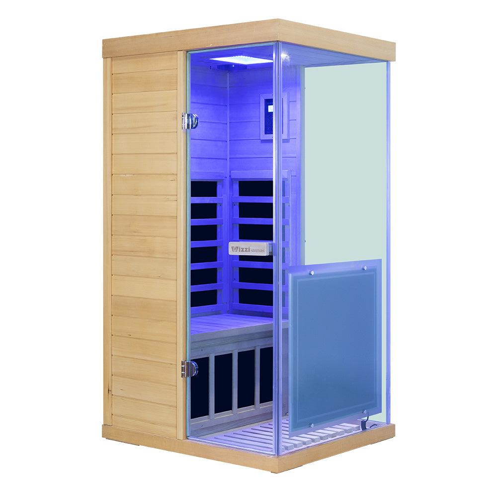WizziSaunas 909 MHX-R 1-Person Full Spectrum Infrared Sauna (Hemlock)