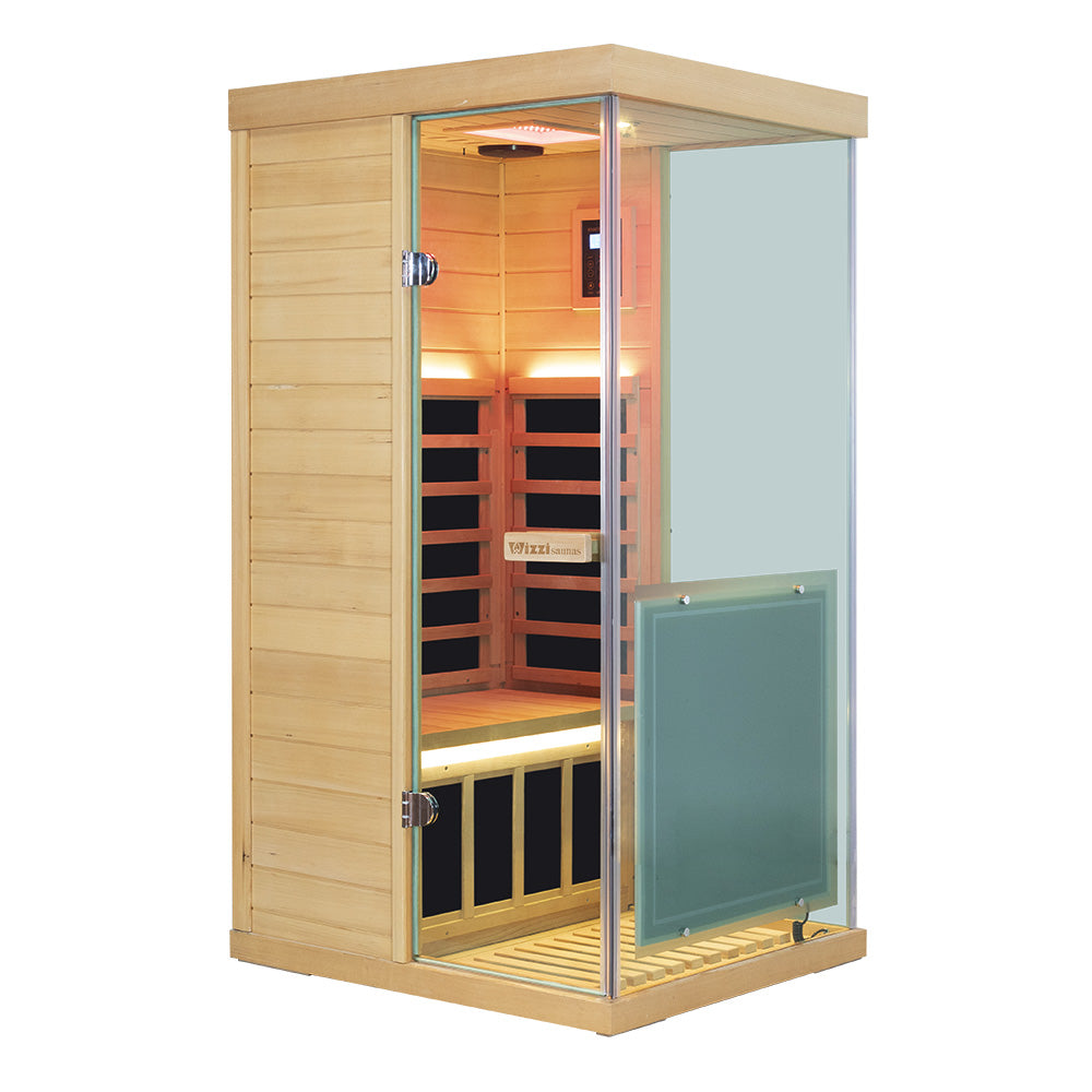 WizziSaunas 909 MHX-R 1-Person Full Spectrum Infrared Sauna (Hemlock)