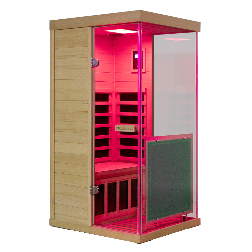 WizziSaunas 909 MHX-R 1-Person Full Spectrum Infrared Sauna (Hemlock)