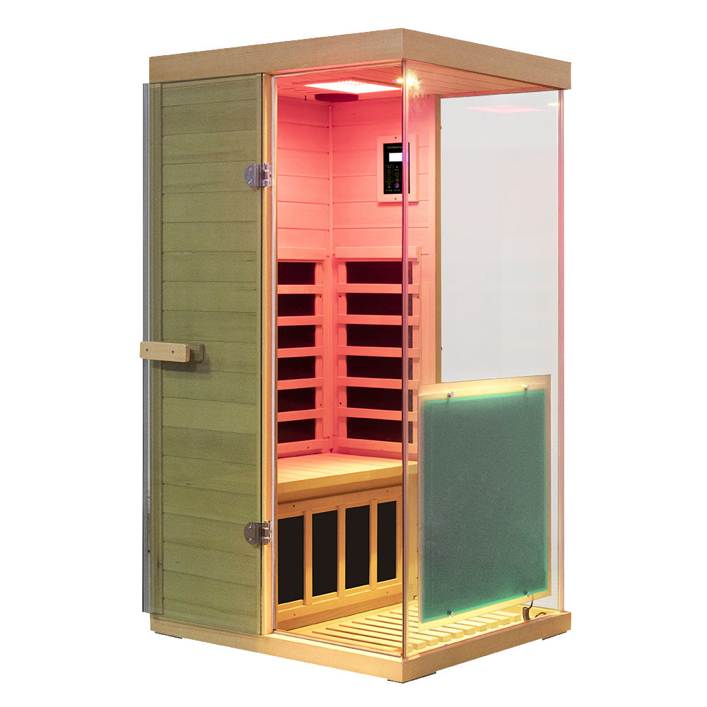 WizziSaunas 909 MHX-R 1-Person Full Spectrum Infrared Sauna (Hemlock)