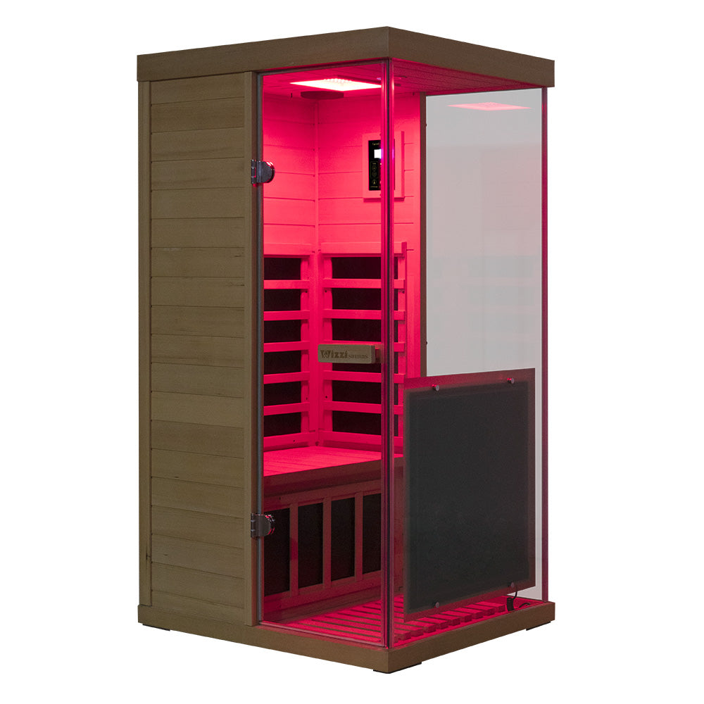 WizziSaunas 909 MHX-R 1-Person Full Spectrum Infrared Sauna (Hemlock)