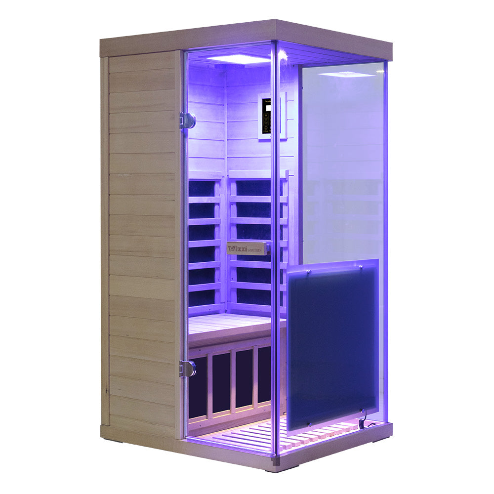 WizziSaunas 909 MHX-R 1-Person Full Spectrum Infrared Sauna (Hemlock)