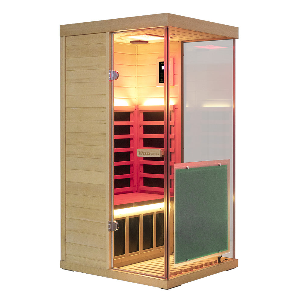 WizziSaunas 909 MHX-R 1-Person Full Spectrum Infrared Sauna (Hemlock)