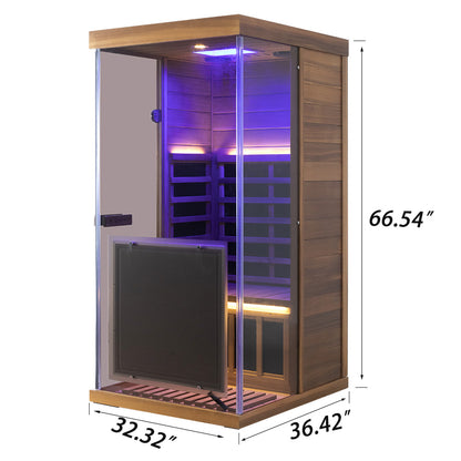 WizziSaunas 909 MRX-R (Right Door)- 1-Person Full Spectrum Infrared Sauna (Red Cedar)