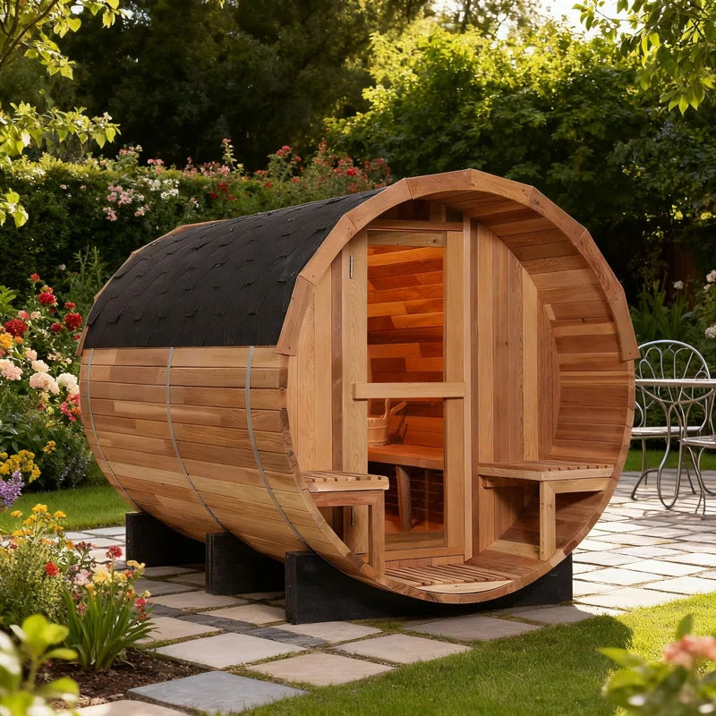 6-Person Cedar Traditional Steam Barrel Sauna - EverVibe Life