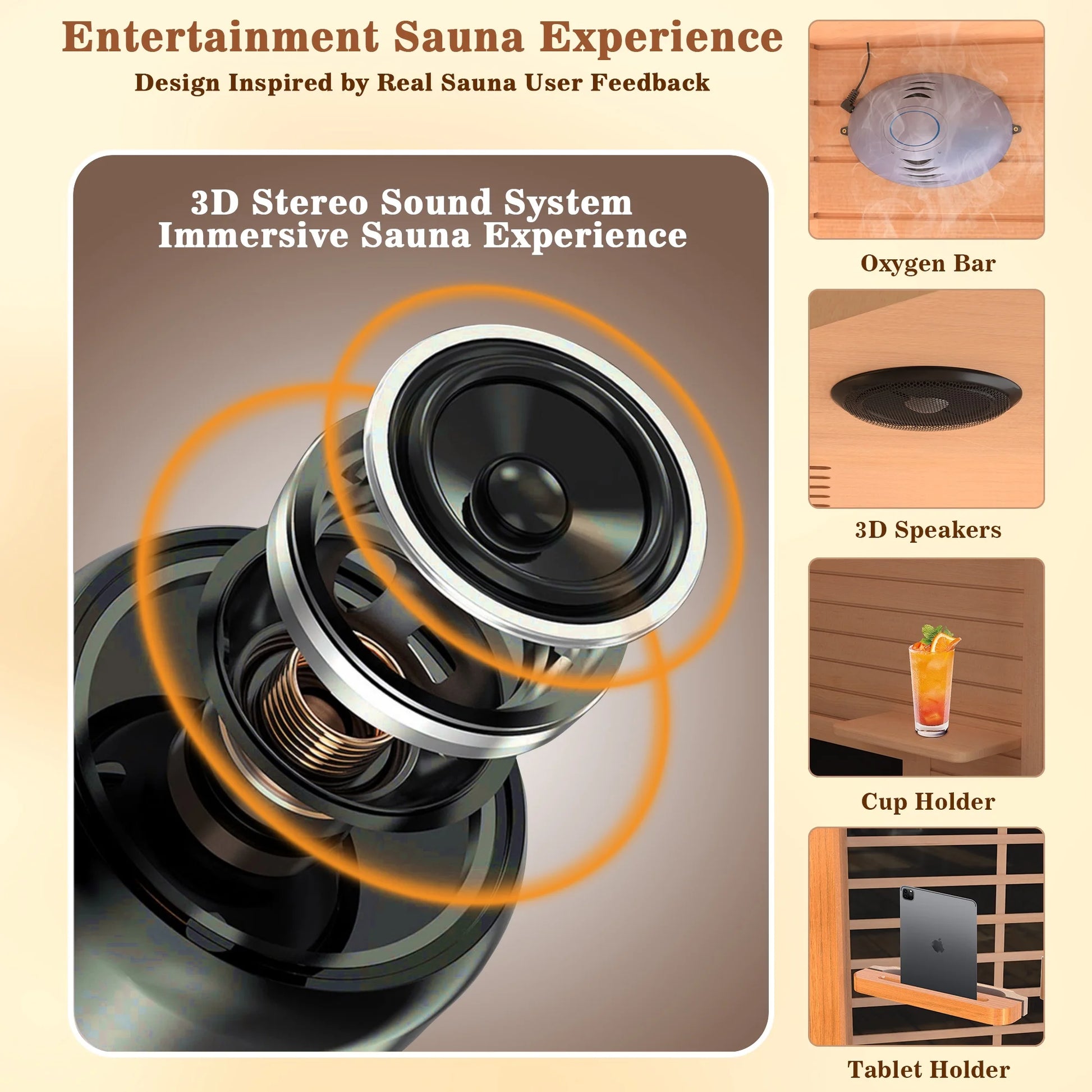 Multifunctional Sauna for 2-3 Persons, 2180W Far Infrared Sauna for Home Use with 7-Color LED Light & Beauty Lamp, Oxygen Bar, Dual Speakers, 360°Heating Technology