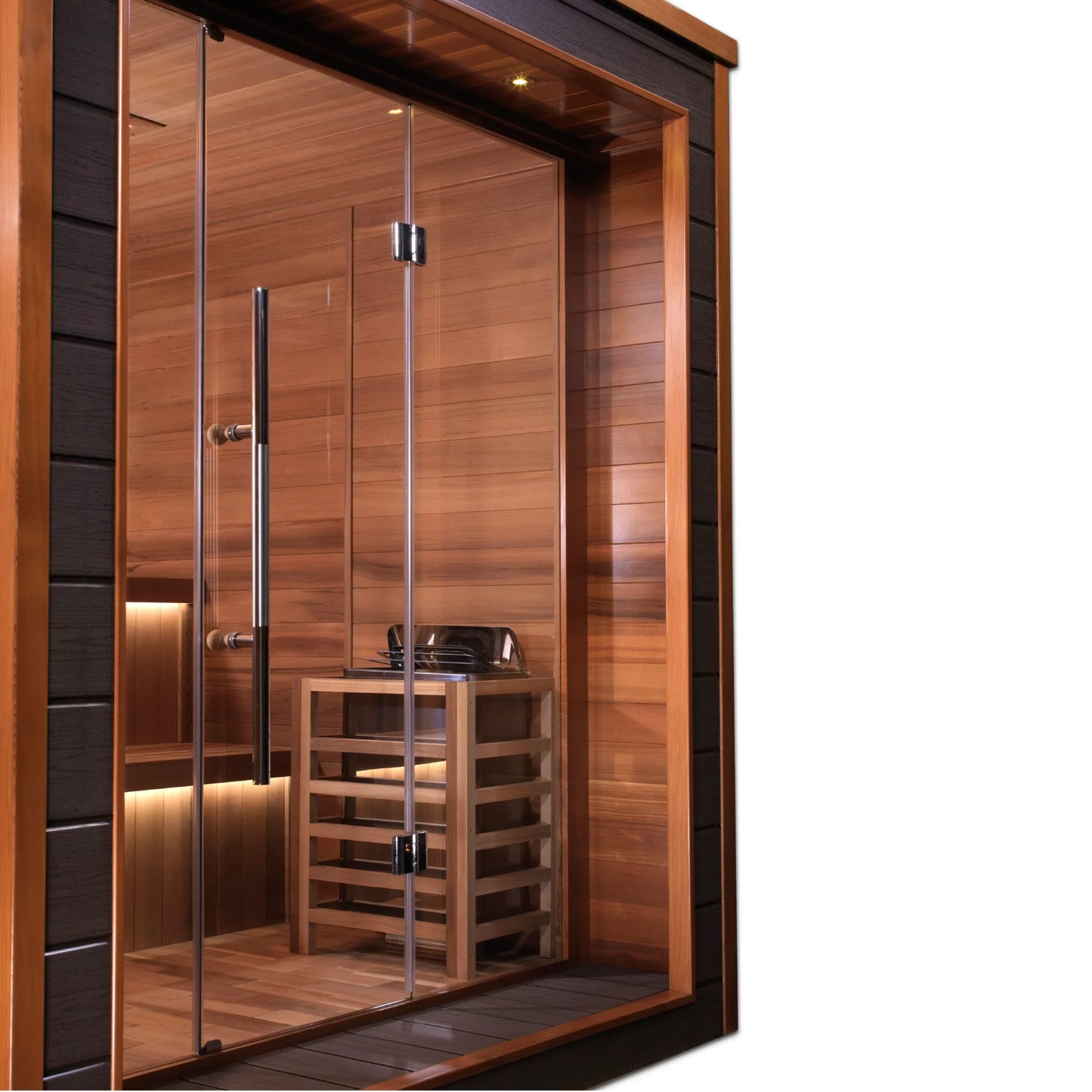 Golden Designs Bergen Edition 6-Person Outdoor-Indoor Traditional Sauna – Canadian Red Cedar Interior