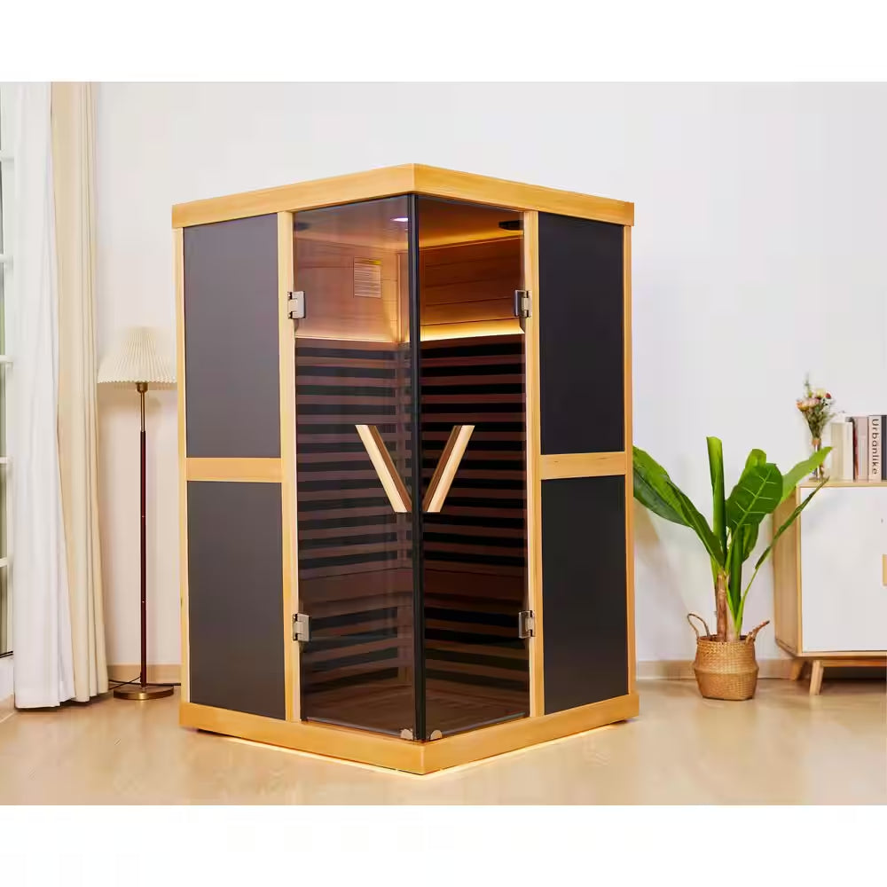 Moray 2-Person Indoor Hemlock Infrared Sauna with 10 Far-Infrared Carbon Crystal Heaters and Chromotherapy