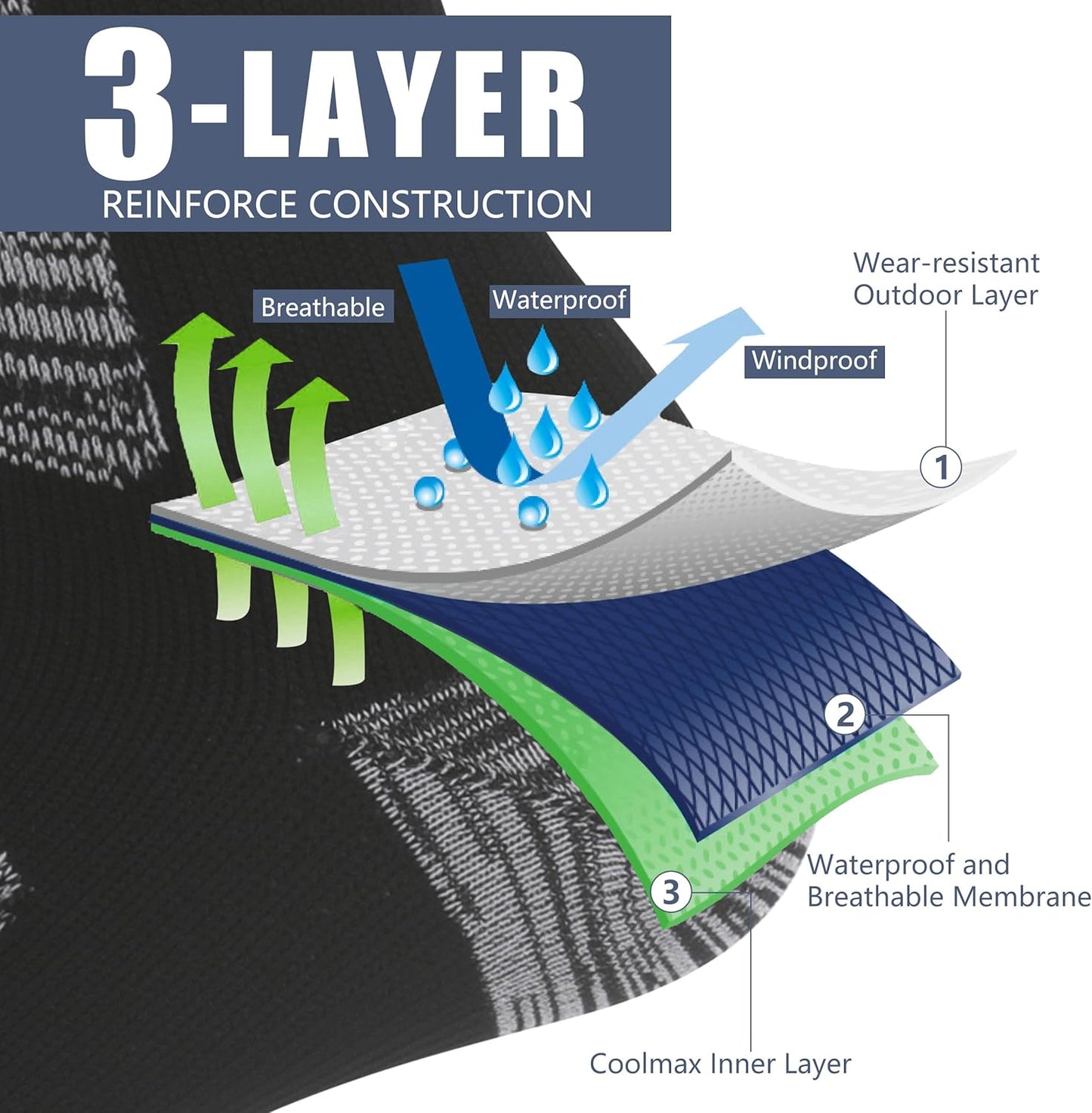 Waterproof Socks Neoprene Unisex Warm Breathable Outdoor Sports Hiking Fishing Wading Crew/Ankle Socks