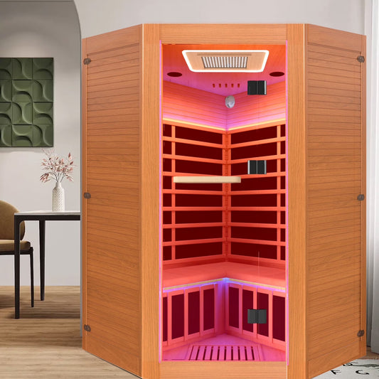 Multifunctional Sauna for 2-3 Persons, 2180W Far Infrared Sauna for Home Use with 7-Color LED Light & Beauty Lamp, Oxygen Bar, Dual Speakers, 360°Heating Technology