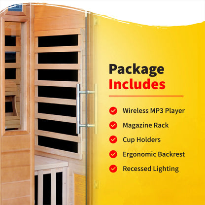 Heatwave 1-2 Person Hemlock Infrared Sauna W/ 5 Carbon Heaters