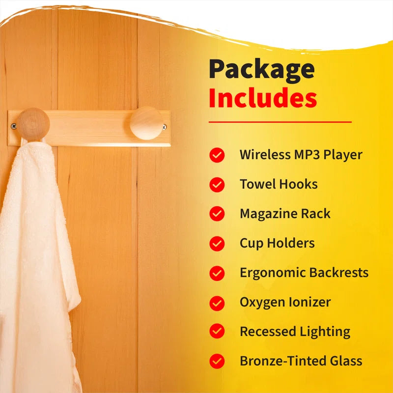 Klondike 4-Person Cedar Infrared Sauna with 9 Heaters