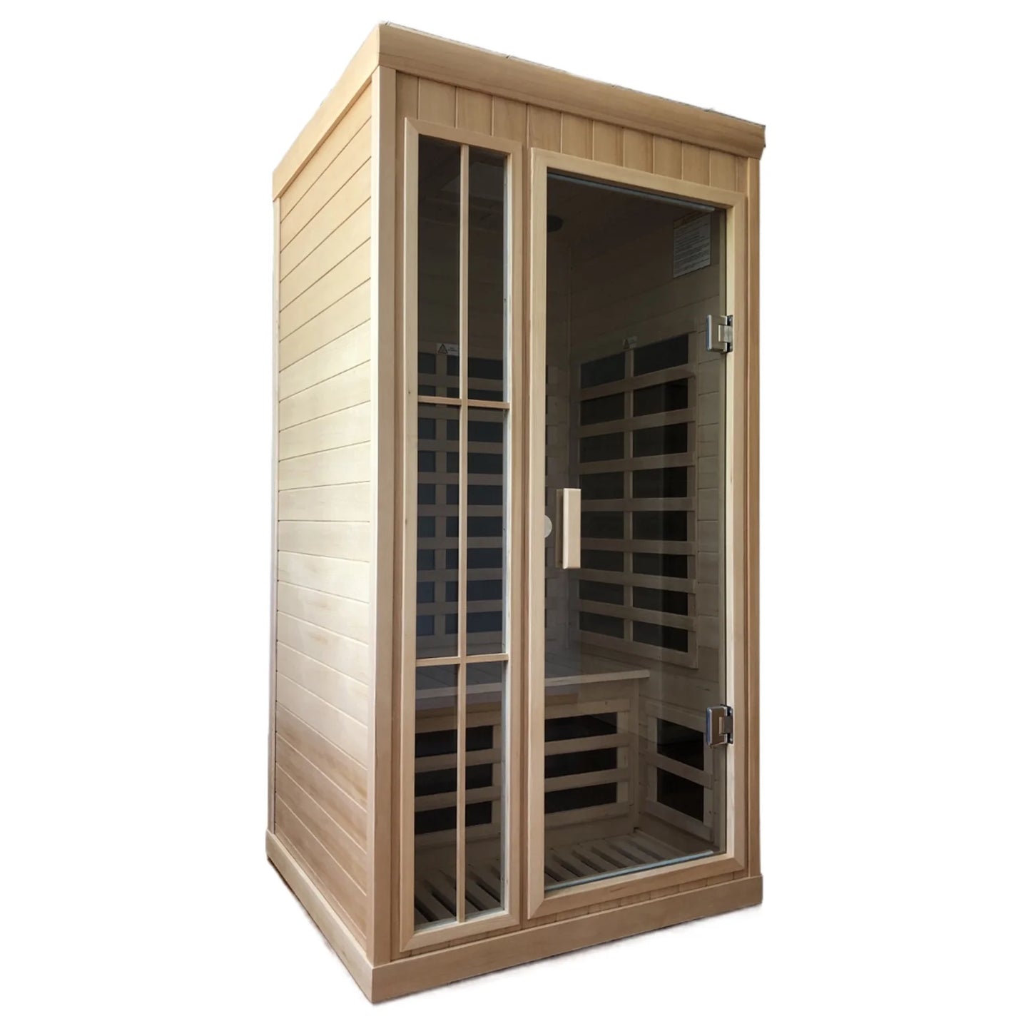 Far Infrared Saunas for Home 1 Person Hemlock Home Sauna Spa with LED Reading Light 1350W EMF Dry Sauna Room for Outdoor Indoor