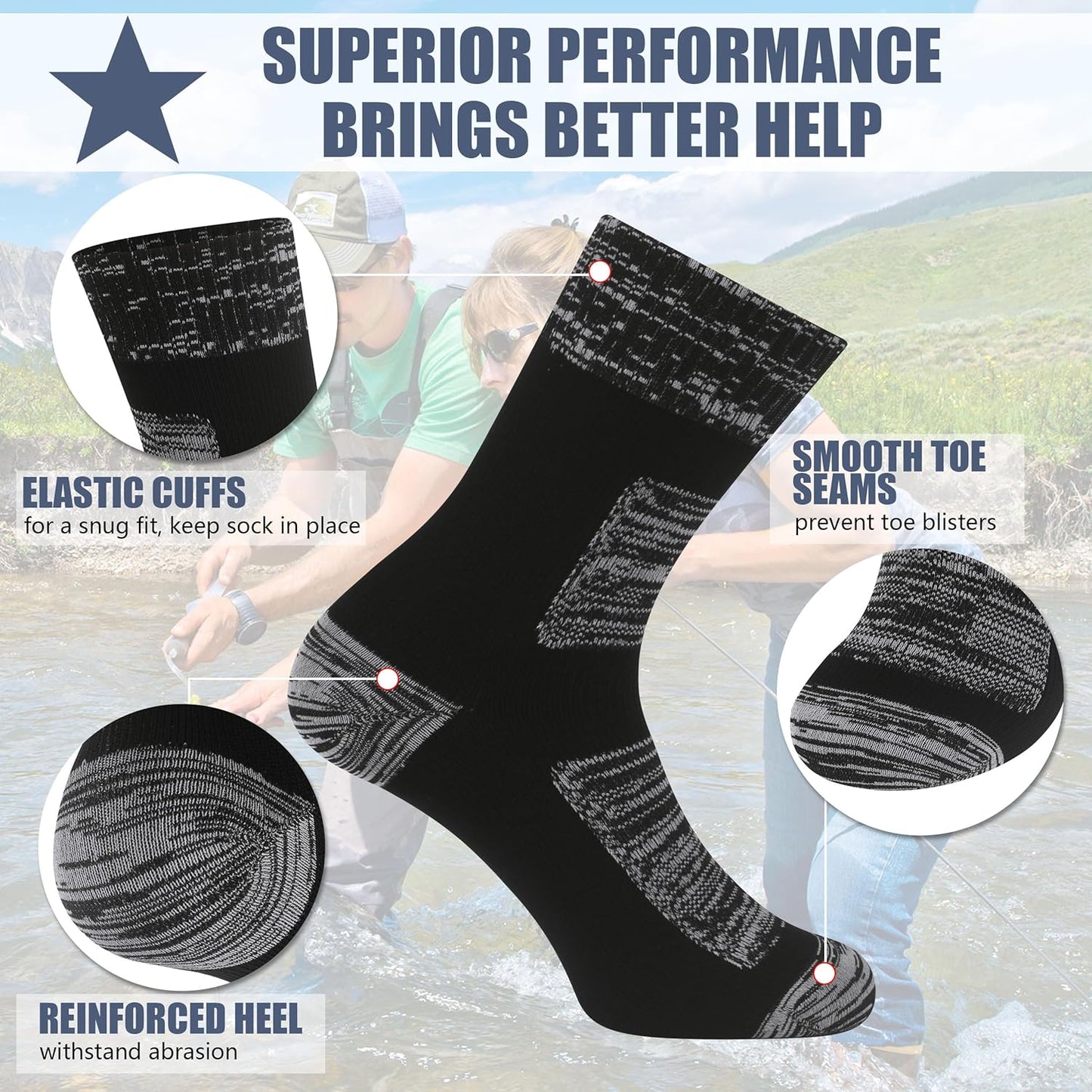 Waterproof Socks Neoprene Unisex Warm Breathable Outdoor Sports Hiking Fishing Wading Crew/Ankle Socks