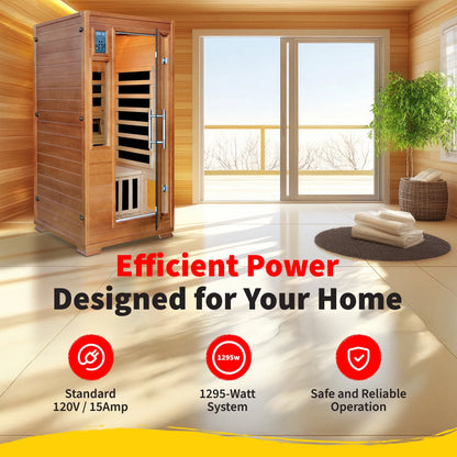 Heatwave 1-2 Person Hemlock Infrared Sauna W/ 5 Carbon Heaters