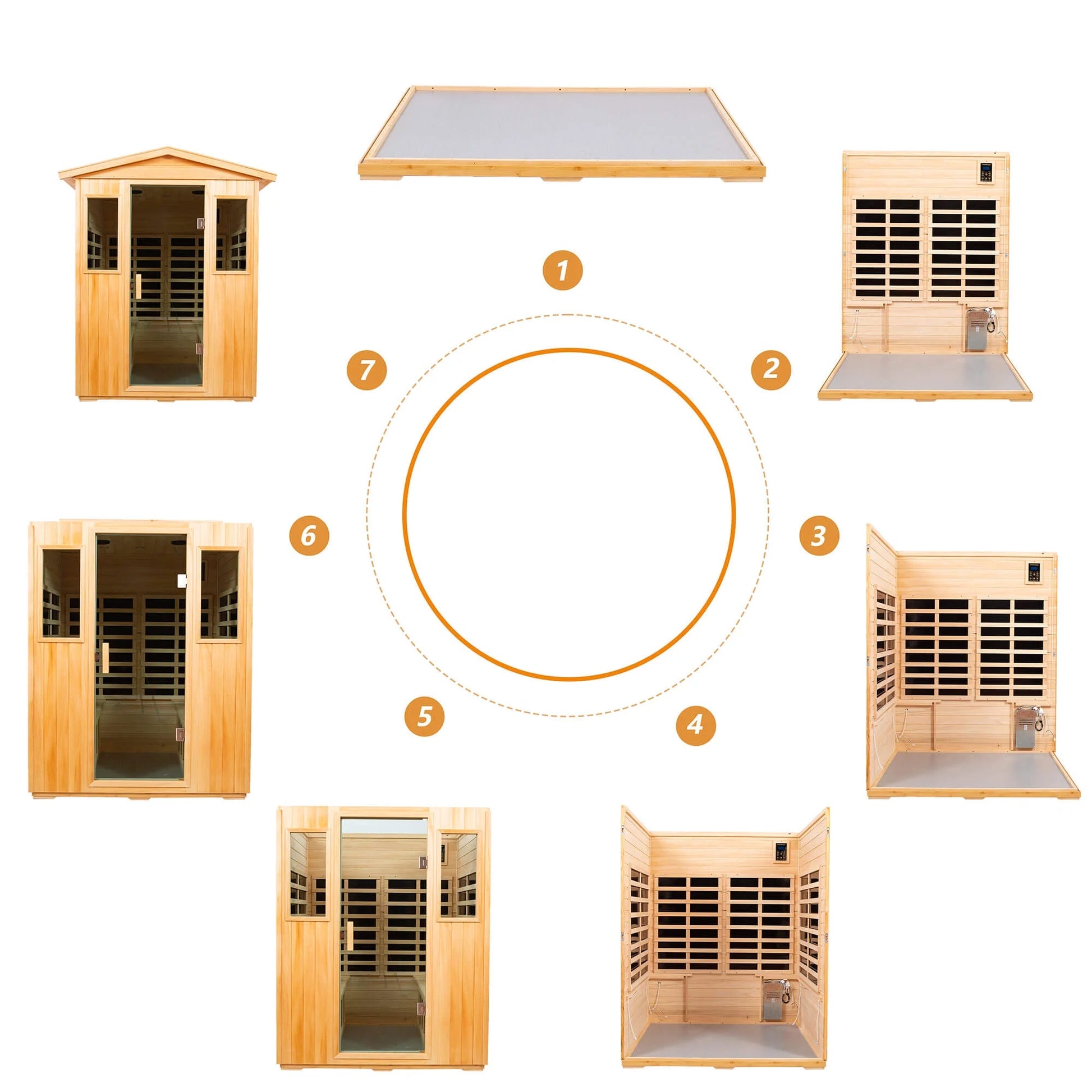 Far Infrared Saunas Outdoor 4-Person Size in Basswood 2050W, 10 Minutes Pre-Warm Up