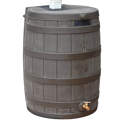 RW50 Rain Wizard 50Gal Plastic Rain Barrel Water Collector, Oak