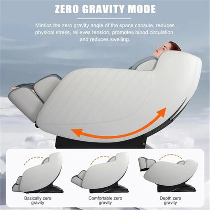Blue Faux Leather Zero Gravity Recliner 3D Programmable Massage Chair