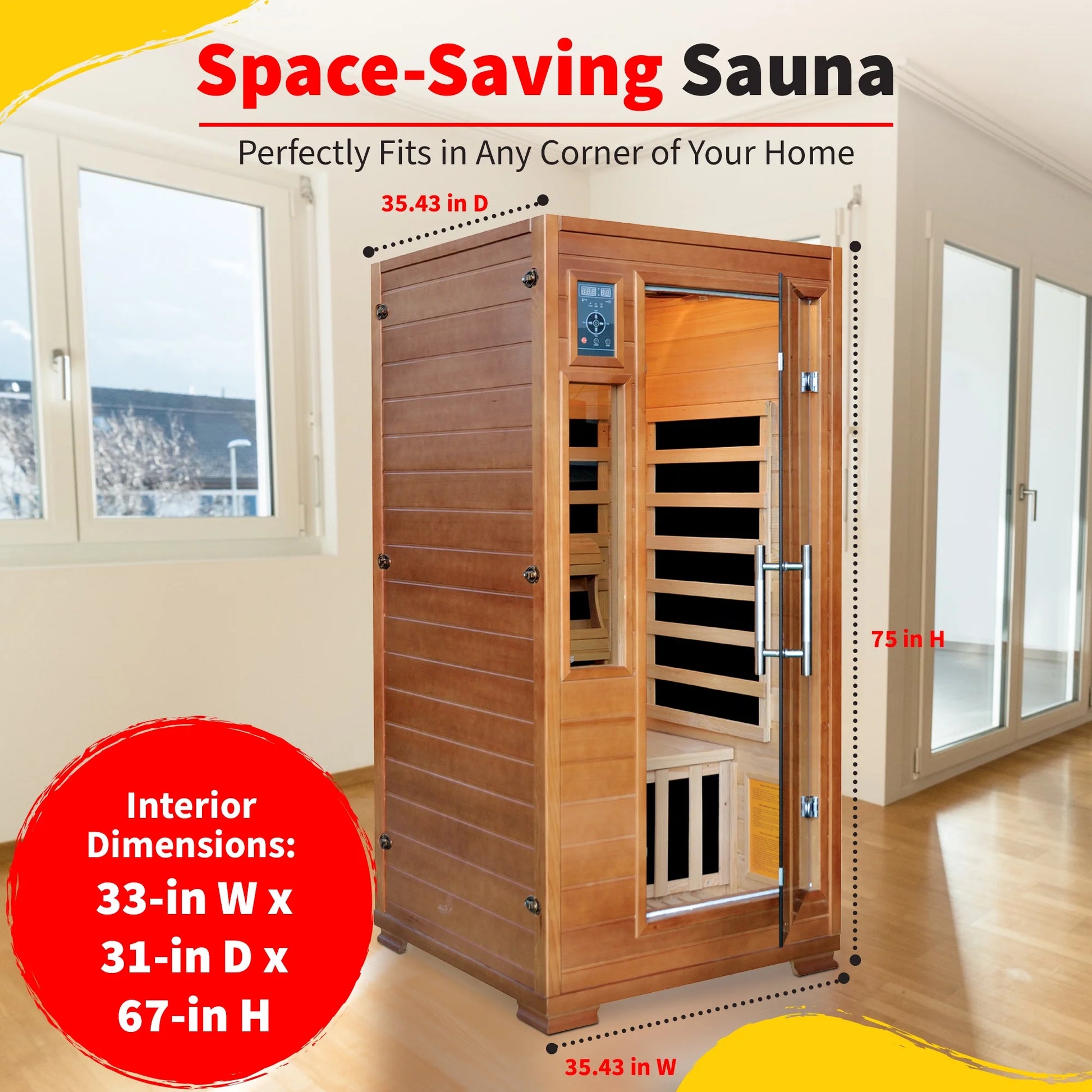 Heatwave 1-2 Person Hemlock Infrared Sauna W/ 5 Carbon Heaters