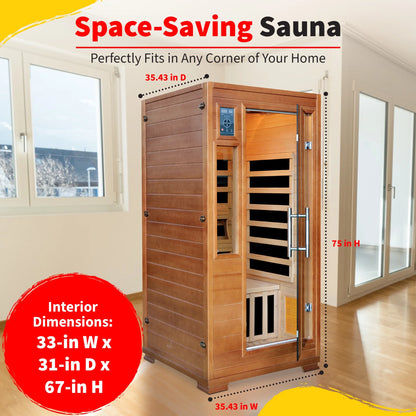 Heatwave 1-2 Person Hemlock Infrared Sauna W/ 5 Carbon Heaters