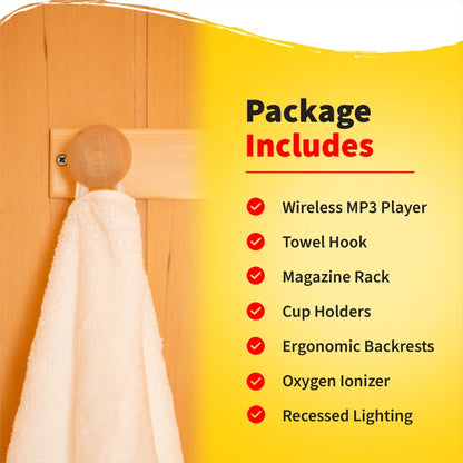 2-Person Hemlock Infrared Sauna with 5 Ceramic Heaters