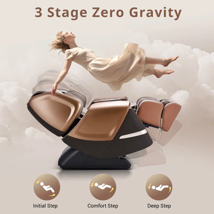 2025 4D Reclining Massage Chair for Full Body, Zero Gravity Recliner with Dual Mechanism, Extended Sl-Track, Upgraded Foot Roller Massage with Waist and Shawl Heating, Music Sync with Hi-Fi Bluetooth Speaker