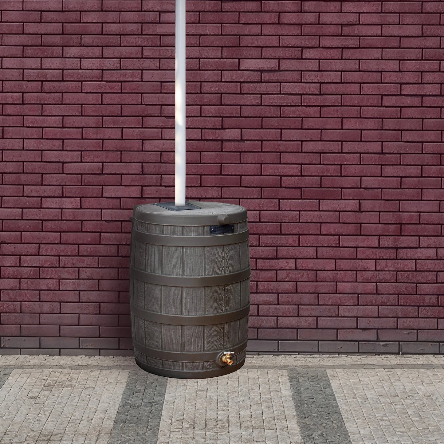 RW50 Rain Wizard 50Gal Plastic Rain Barrel Water Collector, Oak
